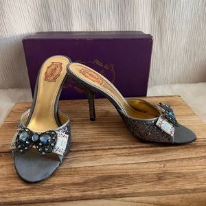 Hale Bob Bo Blue Glitter High Heel
Mules Prom Pumps Slides Sandals